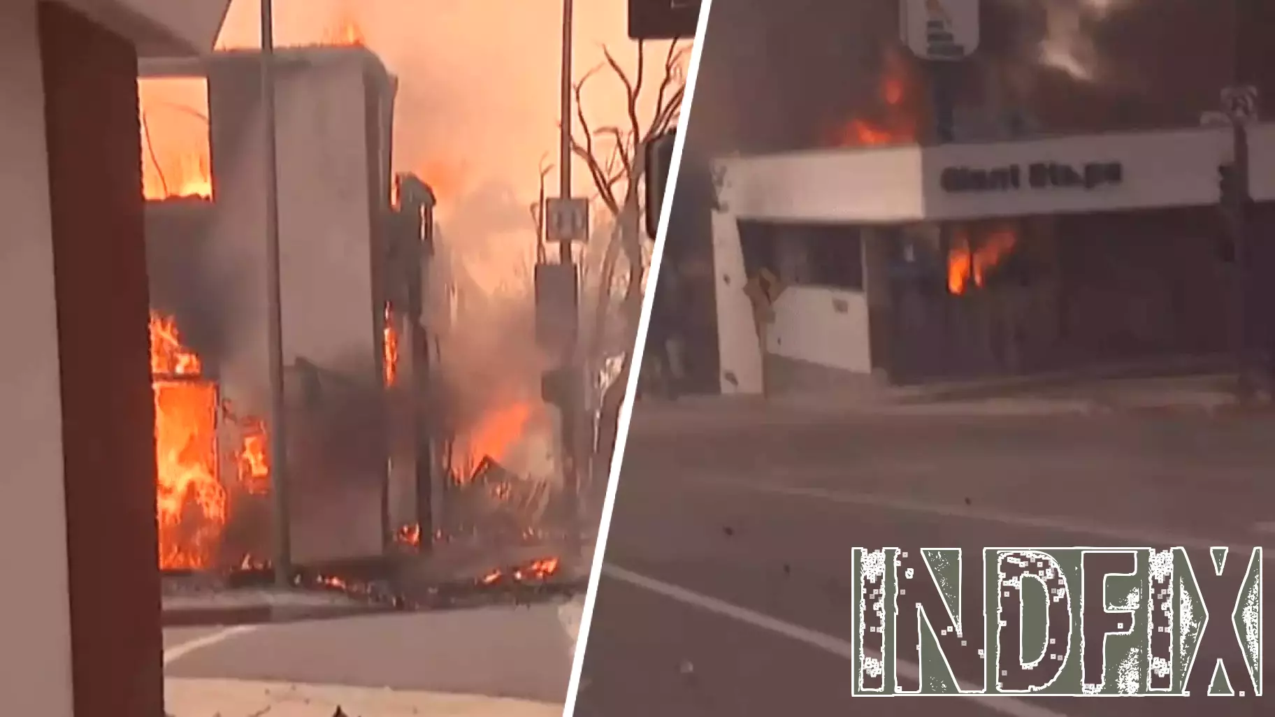 Blaze from Eaton Fire Engulfs Businesses on Lake Avenue in Altadena