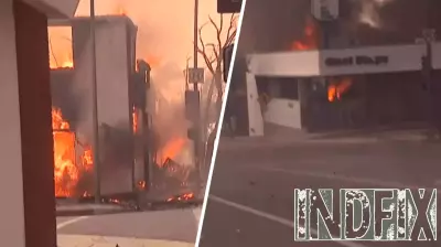 Blaze from Eaton Fire Engulfs Businesses on Lake Avenue in Altadena